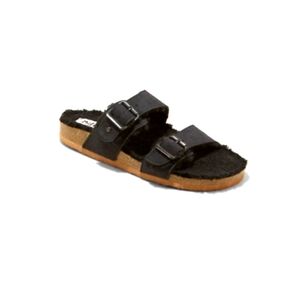 Mad Love Black Kali Sherpa Footbed Sandals 7